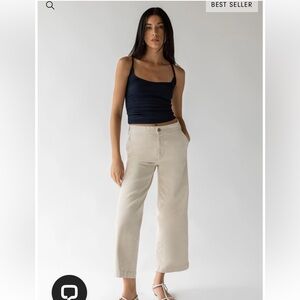 Oak + Fort CROPPED LENGTH 26" TWILL WIDE LEG PANT